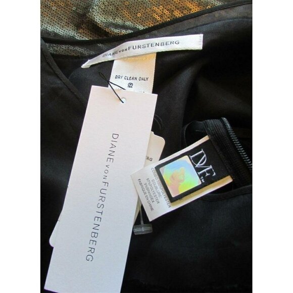 DVF Diane von Furstenberg Ethan black dress velvet sequin tunic sheer New 4 - Picture 4 of 4